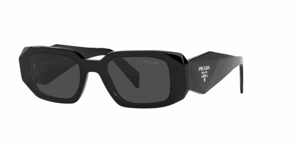 NEW PRADA women's symbole 17ws rectangle sunglasses in black - grey